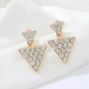 Front Enclosure gold crystal triangle earrings